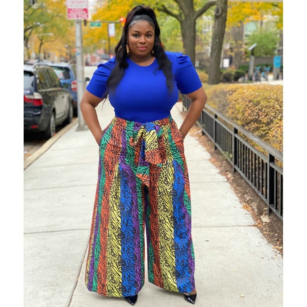 Multicolor Animal Print Pants